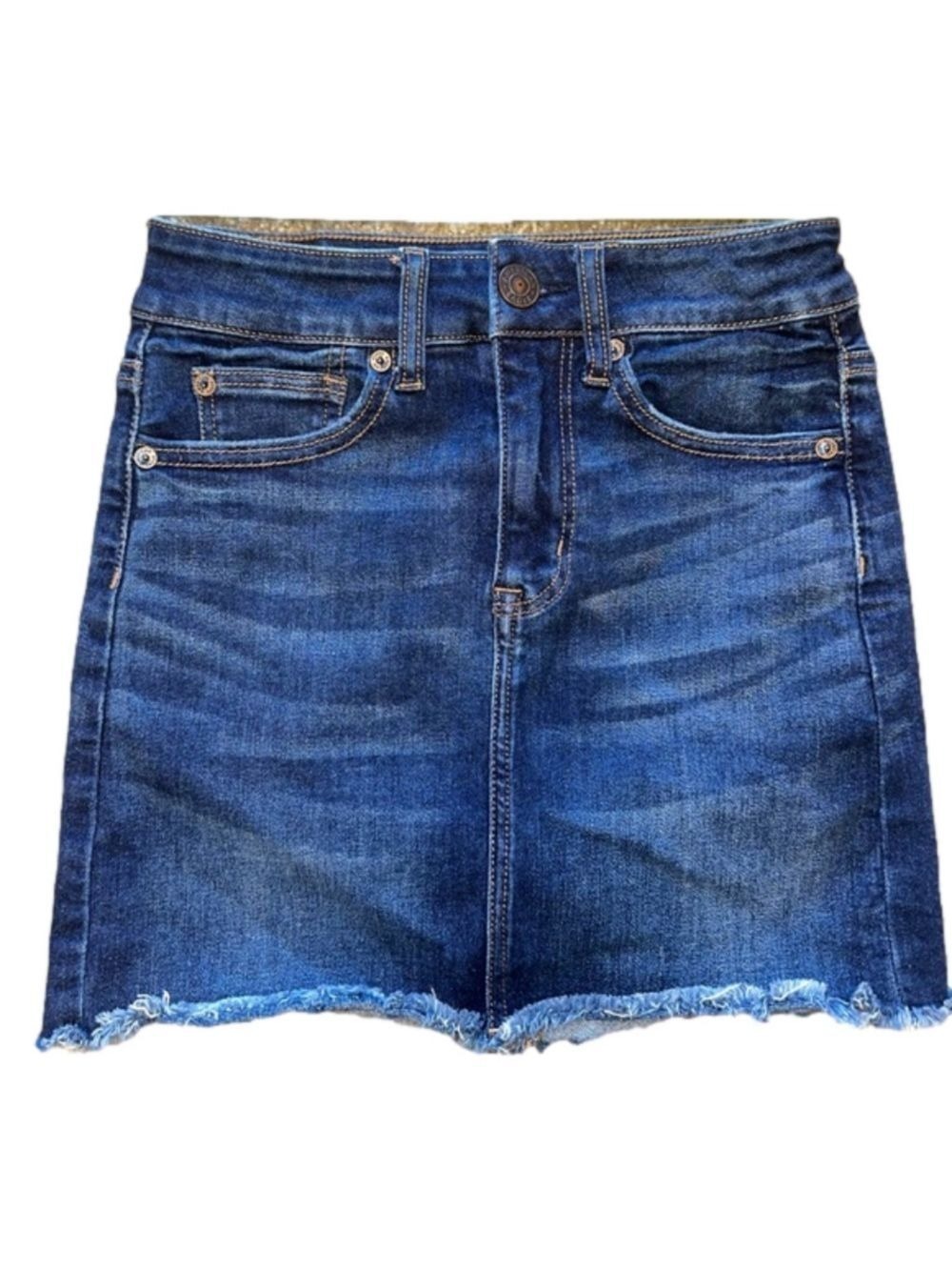American Eagle High Rise Denim Mini Skirt Dark Wash Size 00